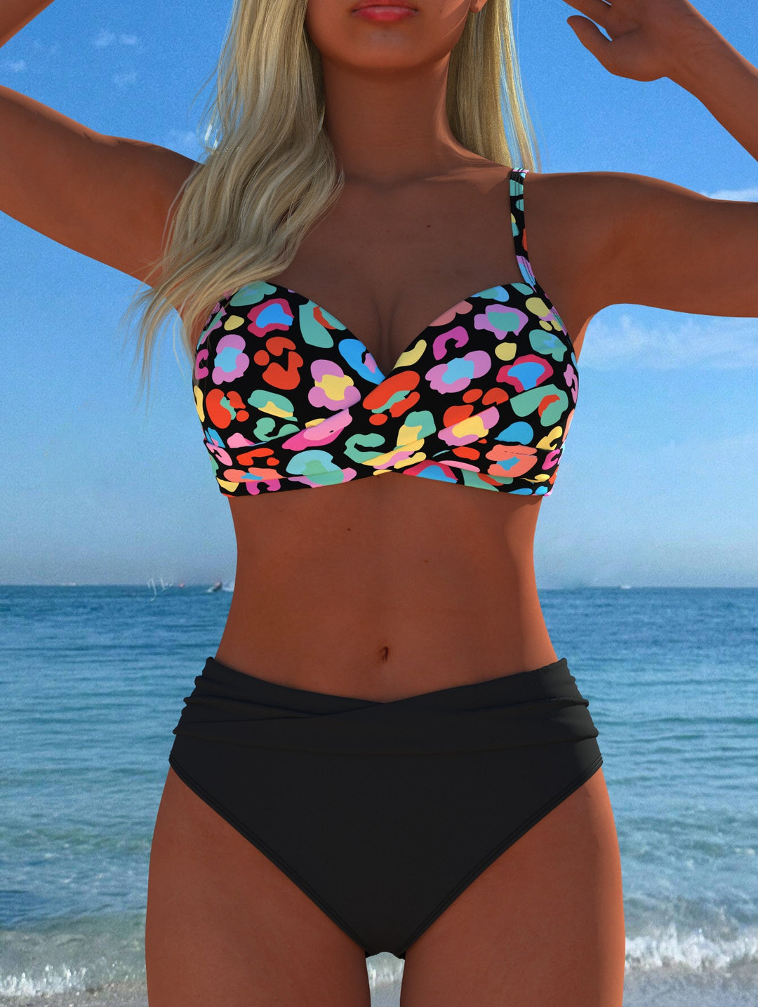 Dame Bikini-sæt med formende bustier og høj talje Skovae