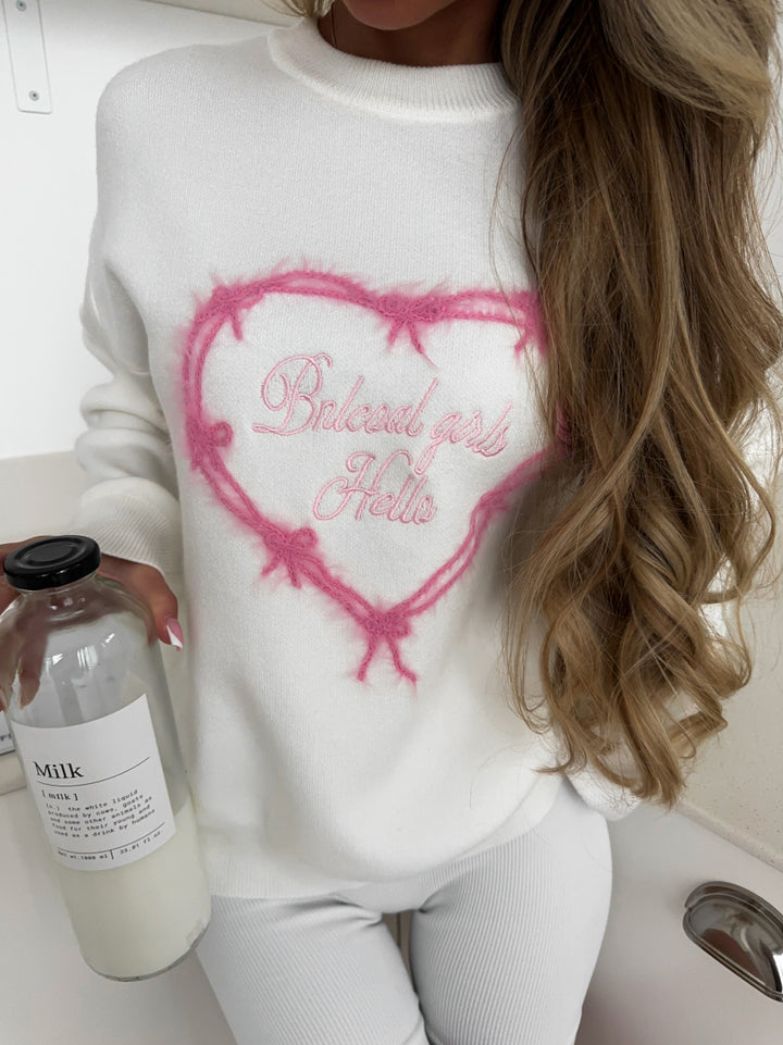 Ladies Cozy Sweater with Heart Embroidery Stilla