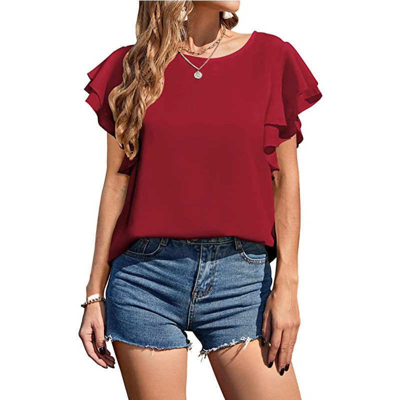 Dame Romantic Rüschenbluse med let snit Stilla