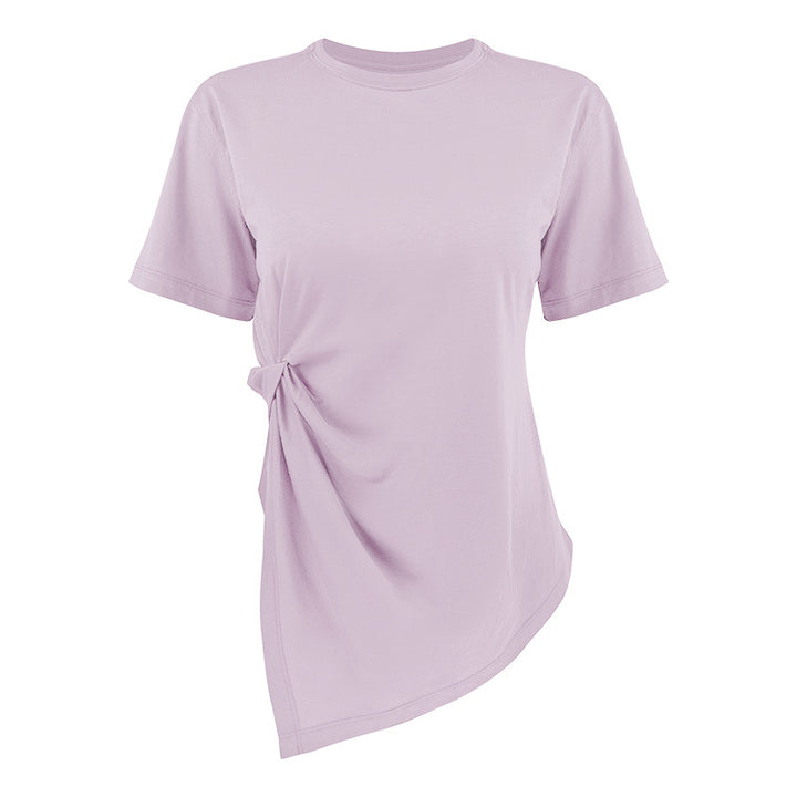 Dame asymmetrisk T-shirt med fashionable knude-detalje Stilla