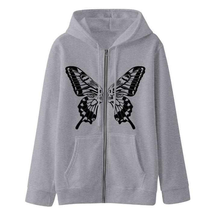 Kvinders hættetrøje sweatshirt jakke med unikt sommerfugltryk Skovae