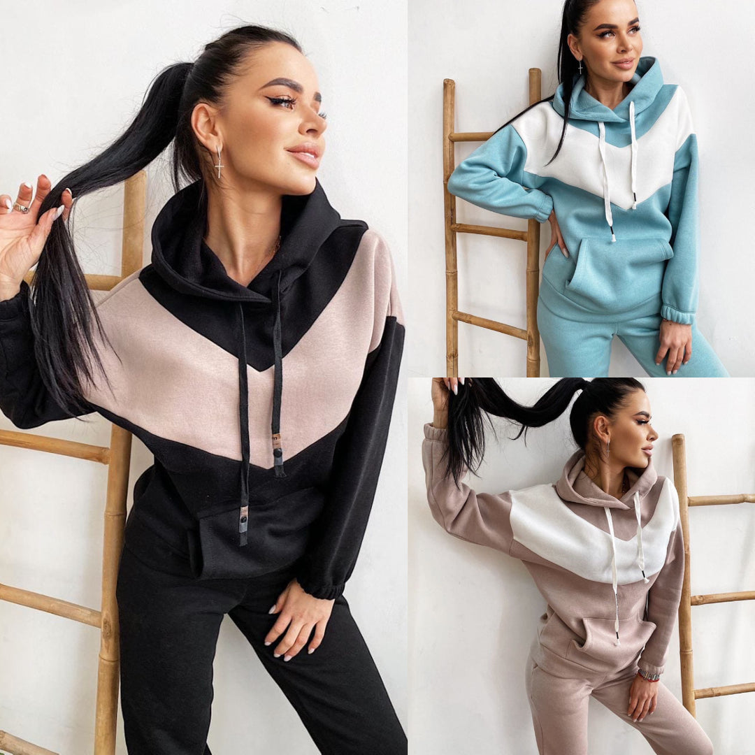 Damer sporty casual træningsdragt med kontrasterende design Skovae