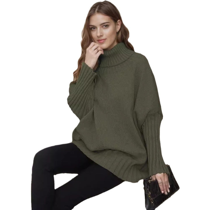 Kvinders Oversized Strik Sweater med Høj Krave og Voluminøse Ærmer Stilla