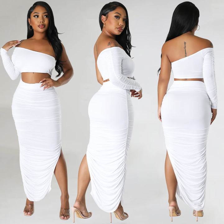 Dame Off-Shoulder Rynket To-Delt Sæt Stilla