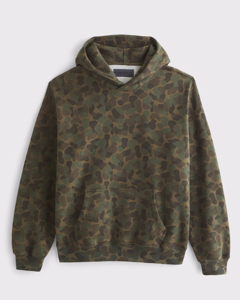 Unisex nan loose hoodie sweat med diskret blæremønster, dobbelt hætte uden snøre og kengurulomme Skovae