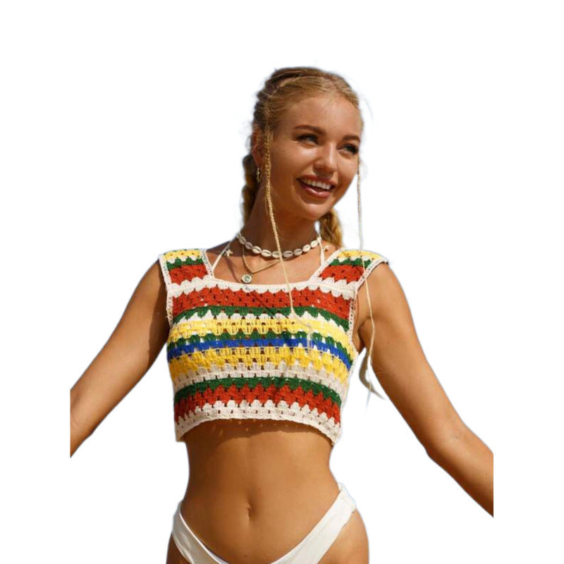 Femme hæklede sommer-Crop-Top Stilla