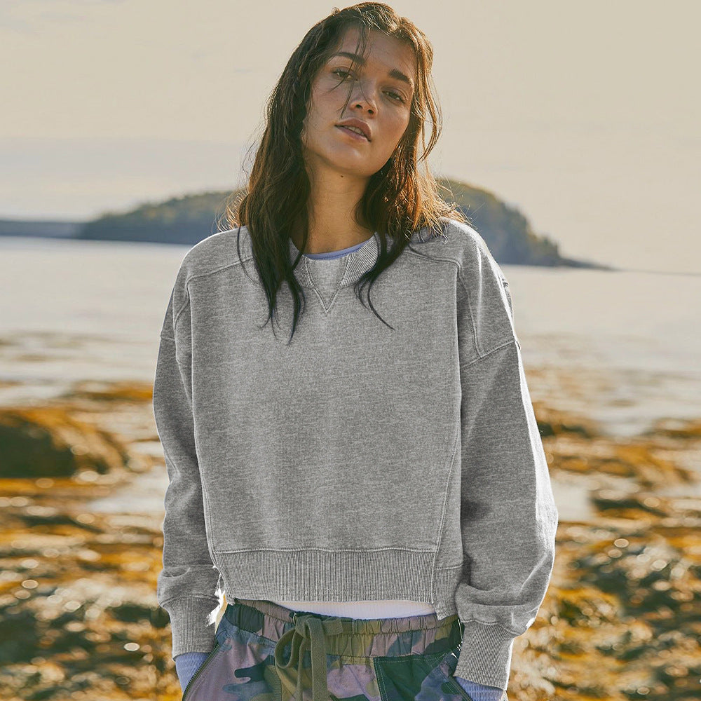 Dame afslappet sweatshirts med cropped snit og bløde manchetter Stilla
