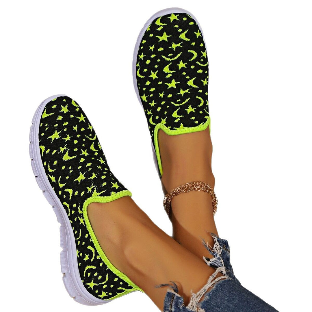 Dame Sporty Slip-On Sneakers med livligt stjernemønster og åndbar strikket overflade Stilla
