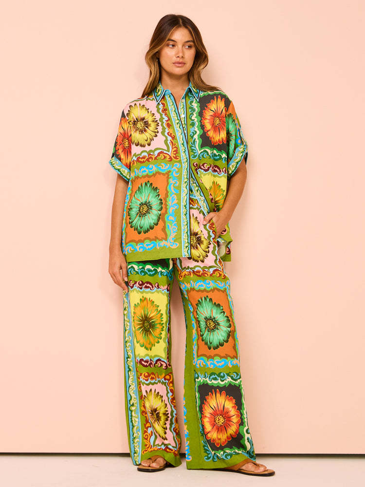 Dame Mode To-dels Sæt i Farverig Patchwork Stil Stilla
