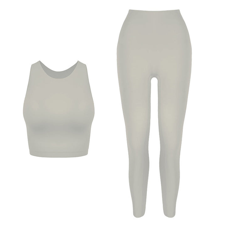 Dame sporty sæt i elastisk materiale med højtaljede leggings og tanktop Stilla