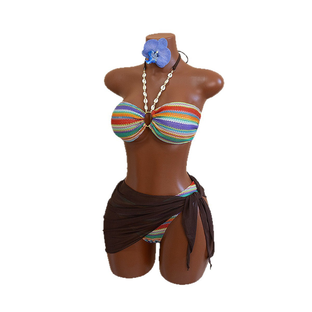 Dame bandeau-bikini med spændende design Skovae