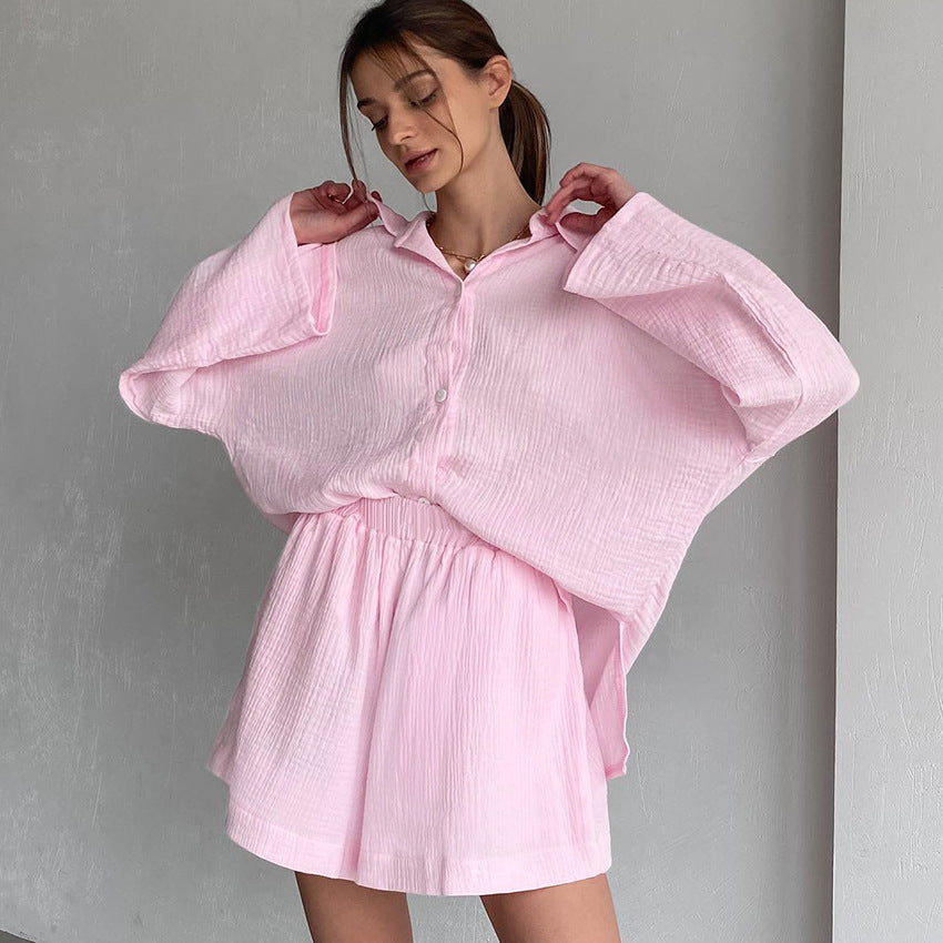 Dame Oversized Blusenensemble med åndbart stof og svajende nederdel Stilla