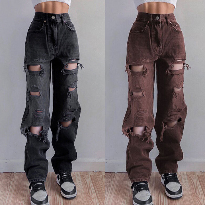 Damer Ripped Baggy Jeans i afslappet Oversized-snit Stilla
