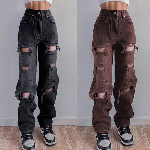 Damer Ripped Baggy Jeans i afslappet Oversized-snit Stilla