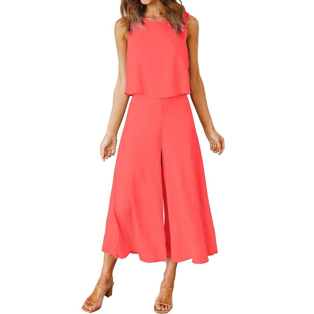Dame Løs Jumpsuit med Svingende Ben og Ærmeløst Design Skovae