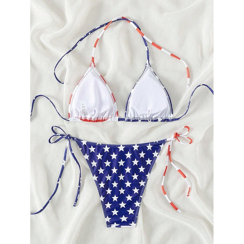 Dame triangel-bikini med patriotisk design Skovae
