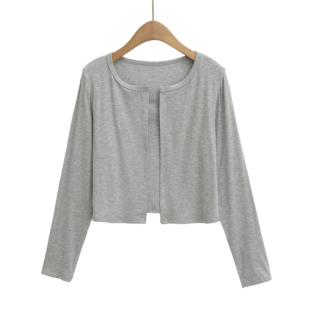 Dames afslappet longsleeve-jakke lavet af blødt svedmateriale med elegant rund halsudskæring Stilla