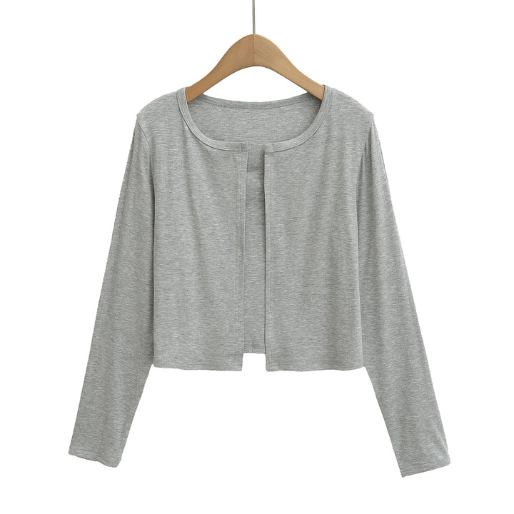 Dames afslappet longsleeve-jakke lavet af blødt svedmateriale med elegant rund halsudskæring Stilla
