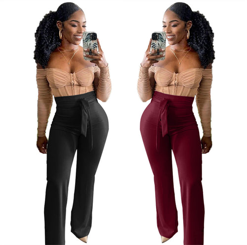 Dame Fashionable Top og High-Waist Bukser Sæt Stilla
