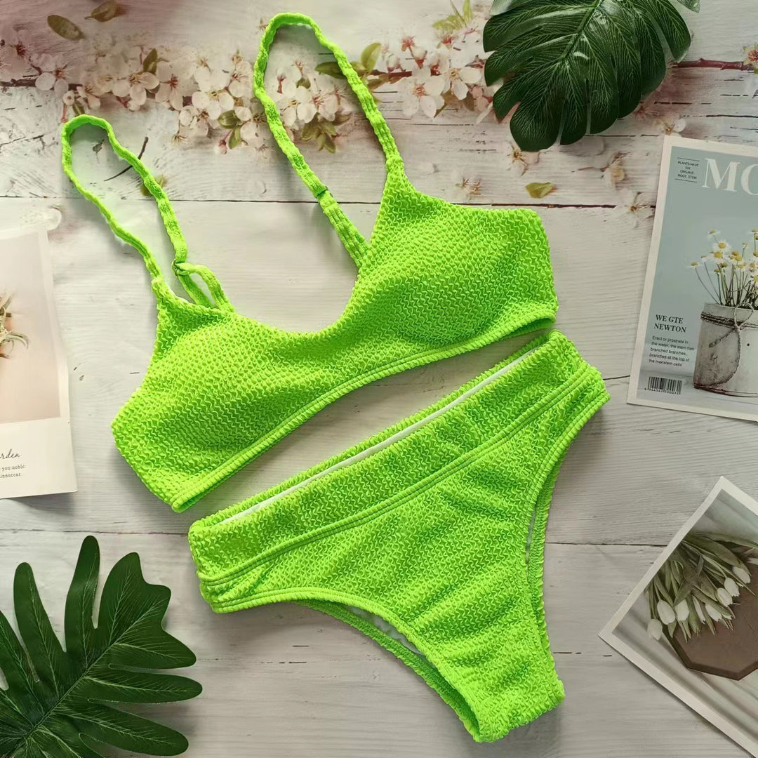 Dame Bikini-sæt med struktureret top og høj trusse Stilla