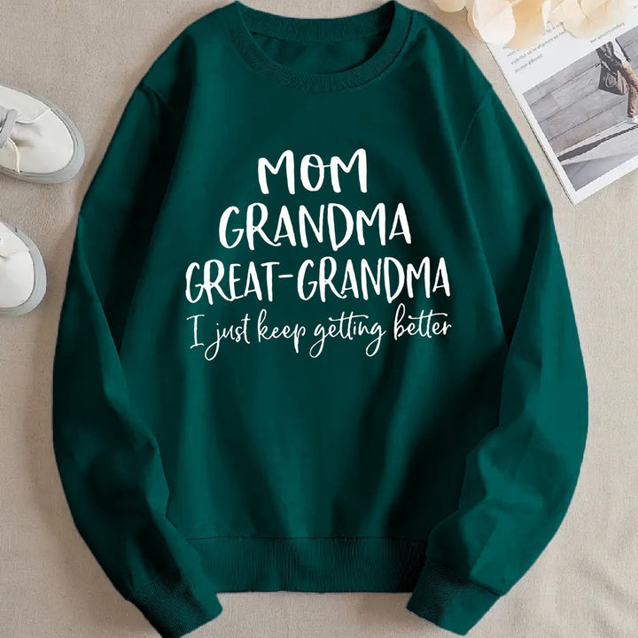 Kvinders sweatshirt med kreativ familieprint og komfortabel pasform Stilla