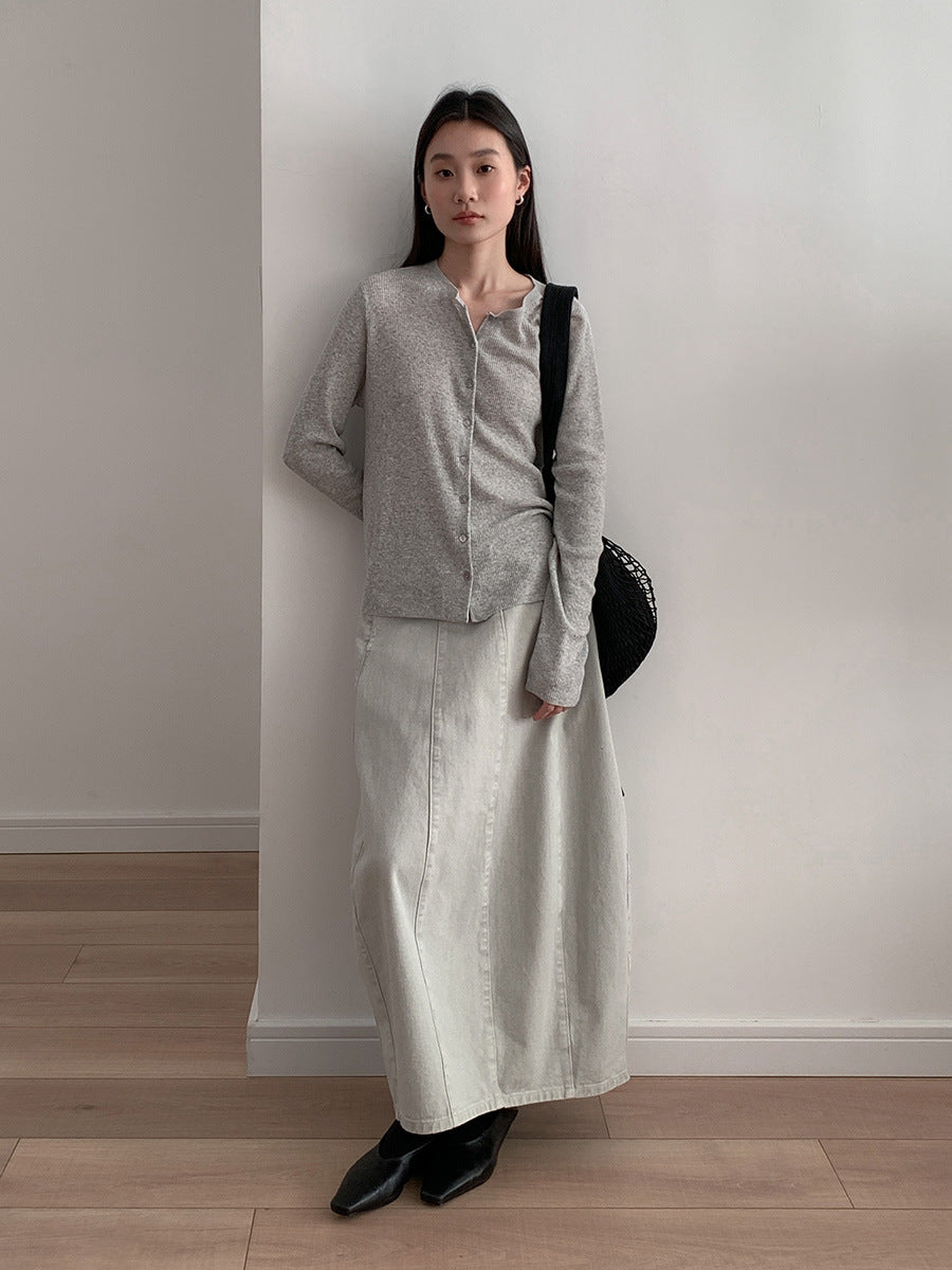 Dame Midi kjole lavet af høj kvalitets denim med elegant snit Stilla