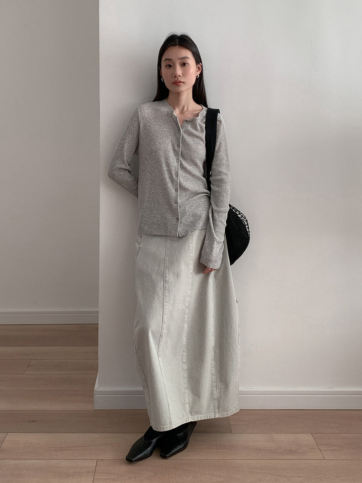 Dame Midi kjole lavet af høj kvalitets denim med elegant snit Stilla