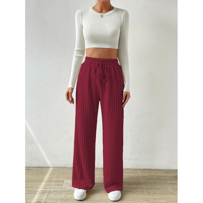 Dame hyggelig Cropped Top og løse Stretch-Bukser Sæt Stilla