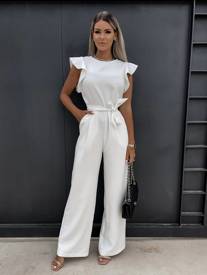 Dame Elegant Bred Beinformet Jumpsuit med Flæsedetaljer Stilla
