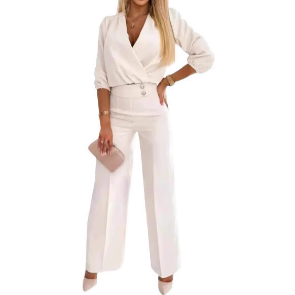 Kvinderne elegante jumpsuit med indviklet top og højtaljede ben Stilla