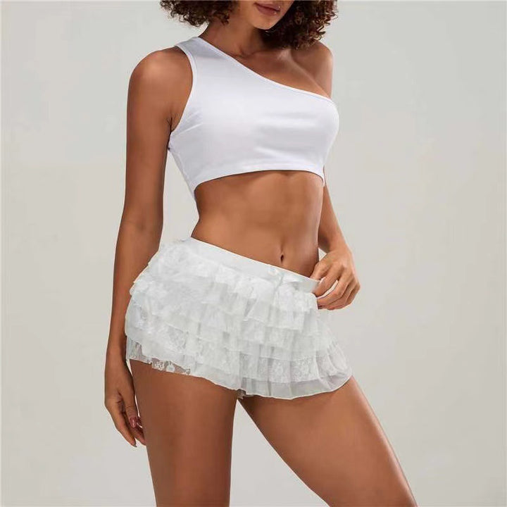 Dame spids-shorts med voluminøse ruffle-detaljer Skovae