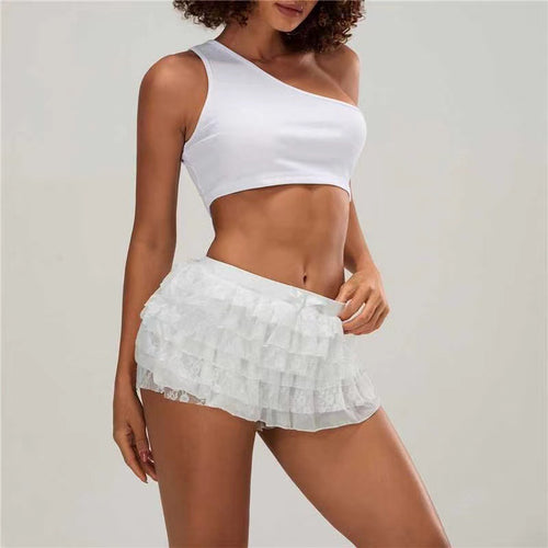 Dame spids-shorts med voluminøse ruffle-detaljer Skovae