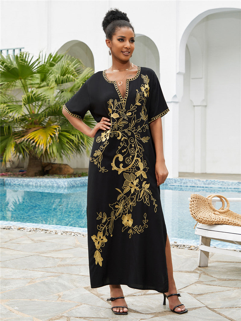 Dame Maxikjole med detaljeret floral broderet spids Stilla