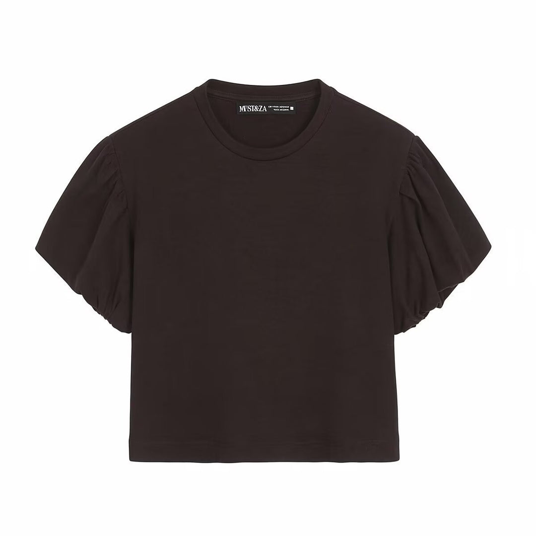 Dame T-shirt med voluminøse ærmer og moderne snit Skovae