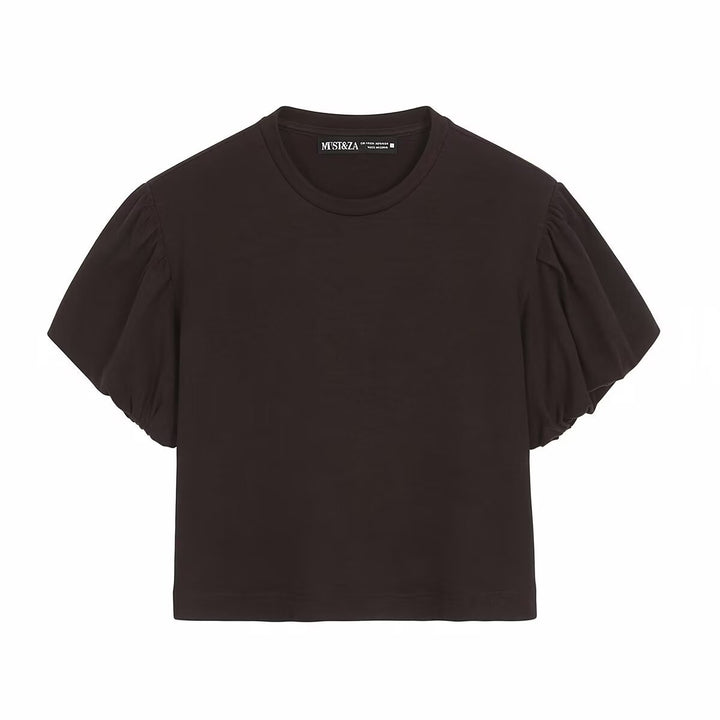 Dame T-shirt med voluminøse ærmer og moderne snit Skovae