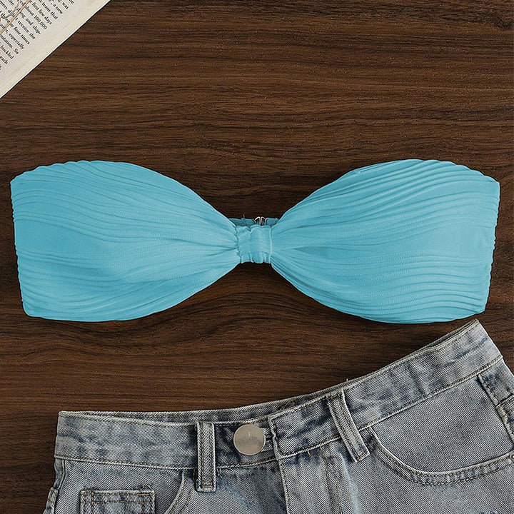 Dame Bandeau-bikini top med moderne flæse-design og stærk støtte Stilla