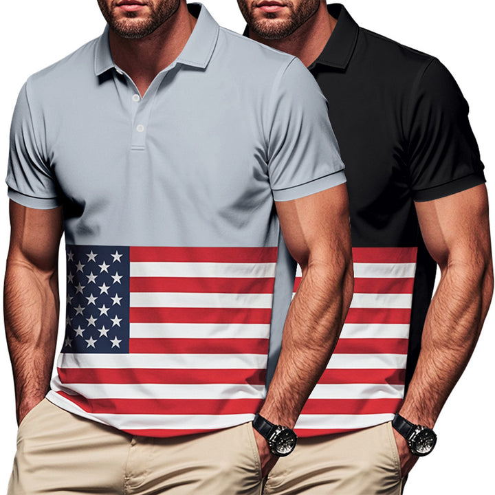 Herre polo skjorte i patriotisk stil med flagemotiv Stilla