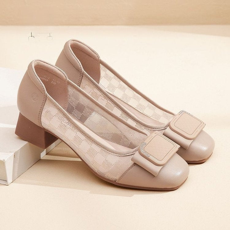 Dame Ballerinas med elegant remdesign og behagelig blokhælhøjde Stilla