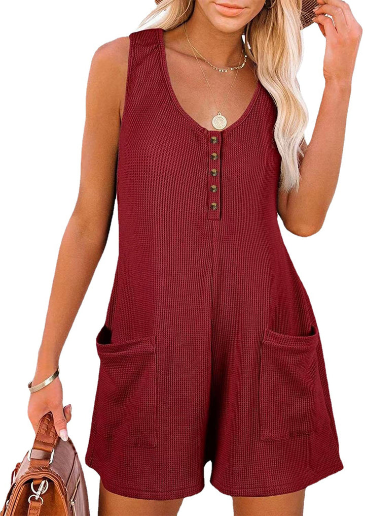 Dame sommerlig jumpsuit med lommer og knaplukning Stilla