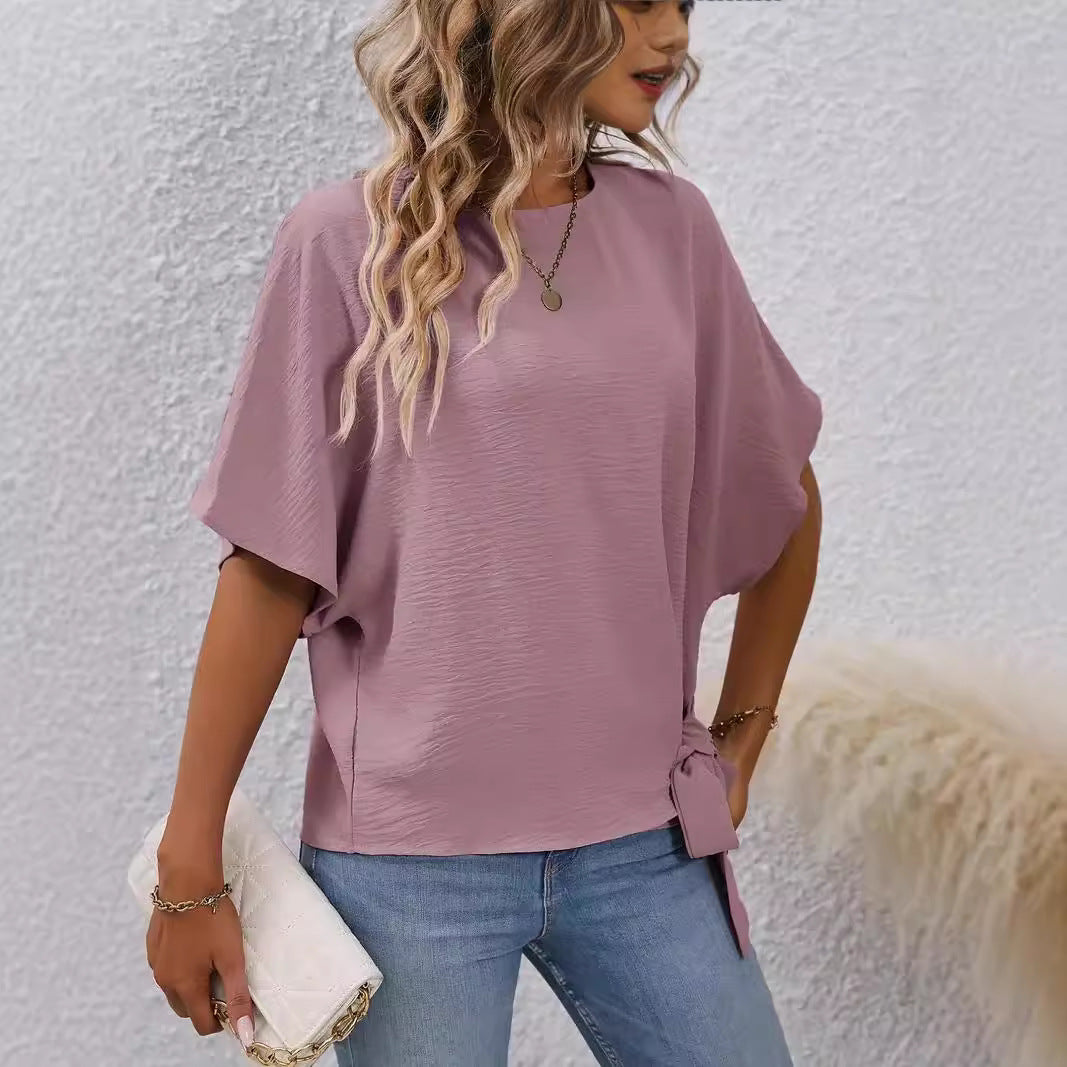 Dame casual oversized T-shirt med knude-detalje Stilla