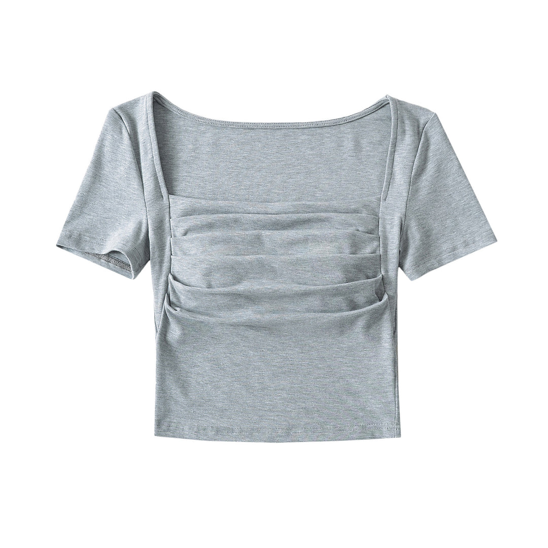 Dame Kortærmet Crop-Top med raffineret Drapée-design Stilla