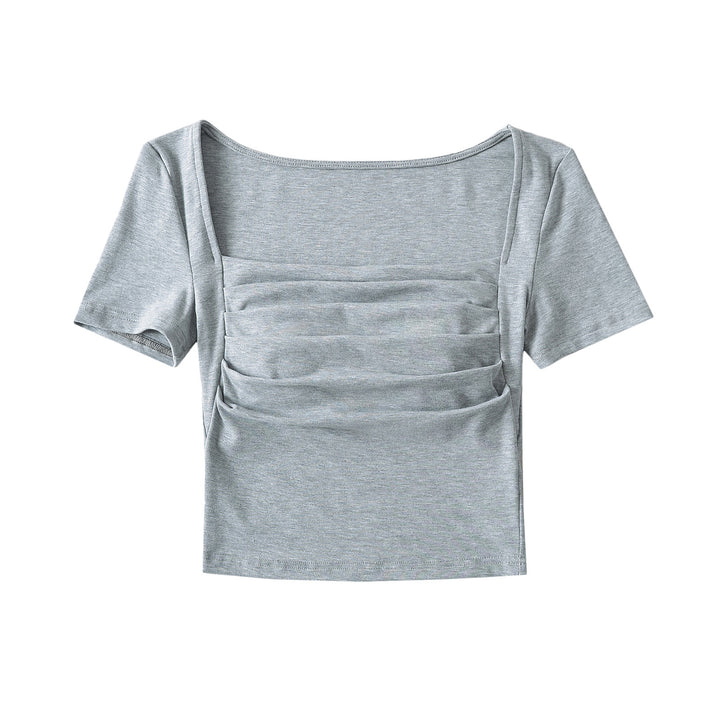 Dame Kortærmet Crop-Top med raffineret Drapée-design Stilla