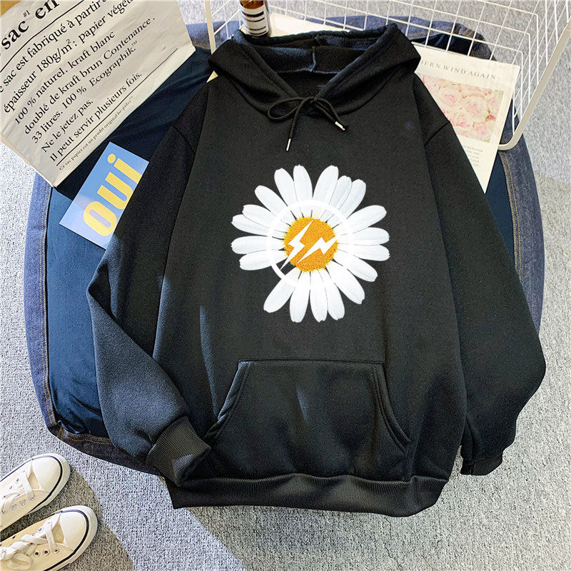 Dame hoodie med blomsterdesign Skovae