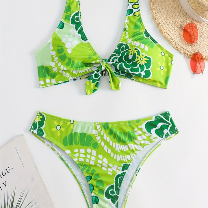 Dame Crop-Bikini med blomster-knot-design Skovae