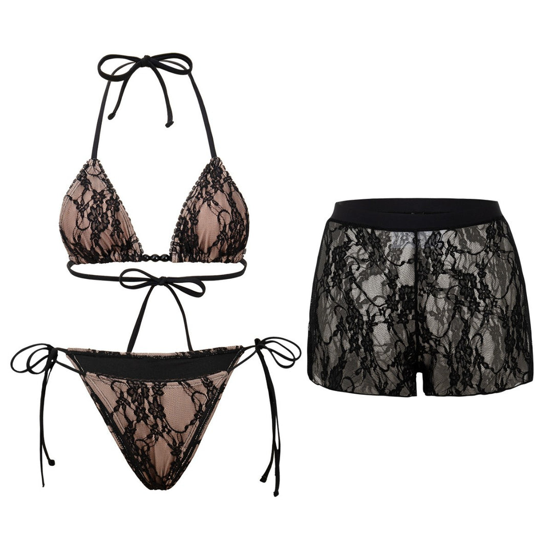 Dame bikini-sæt med spidsbesætning og tætsiddende snit Skovae