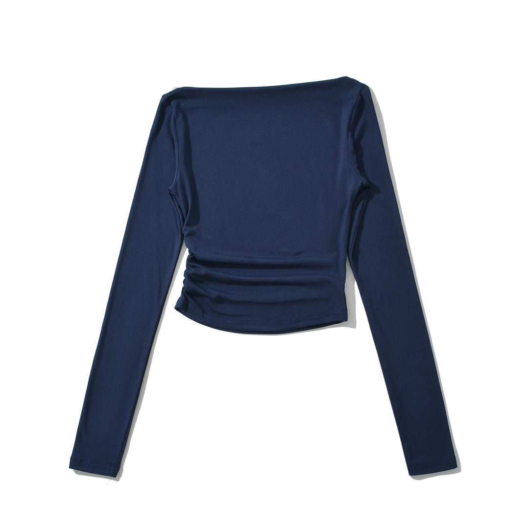 Dame elegant langærmet top med raffineret ruffle detalje og tætsiddende pasform Stilla