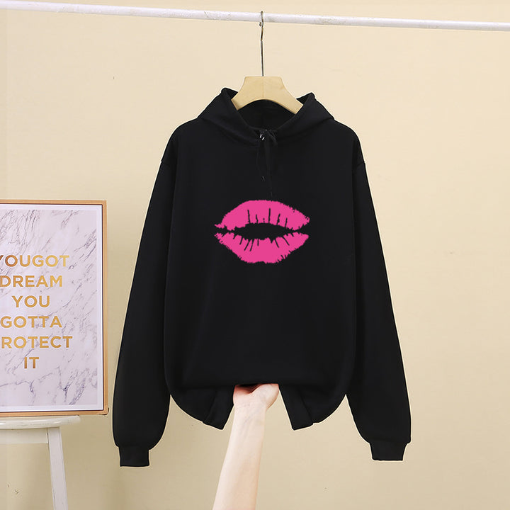 Kvindernes hoodie med iøjnefaldende læbe motiv Stilla