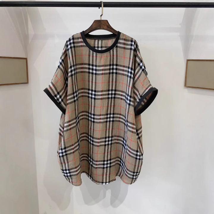 Femme Rutig Oversized Tunika-Top Stilla