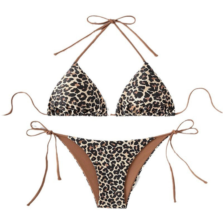 Dame triangel-bikini med dyremønster og justerbare bindebånd Skovae