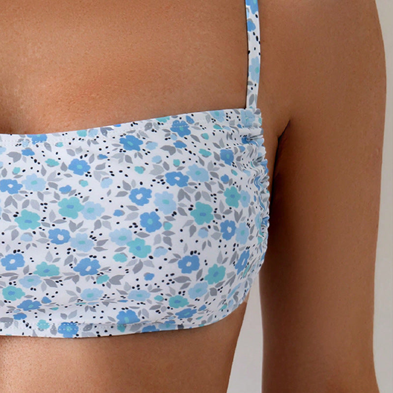 Dame bandeau bikini top med blomster mønstre Skovae